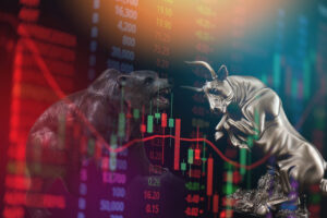 stock market bull vs bear graph stock market graph trading investment financial stock exchange financial stock graph chart business crisis crash loss grow up gain profits win up trend bullish bearish
