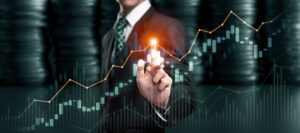 businessman working with digital finance business graph perceptive technology 1