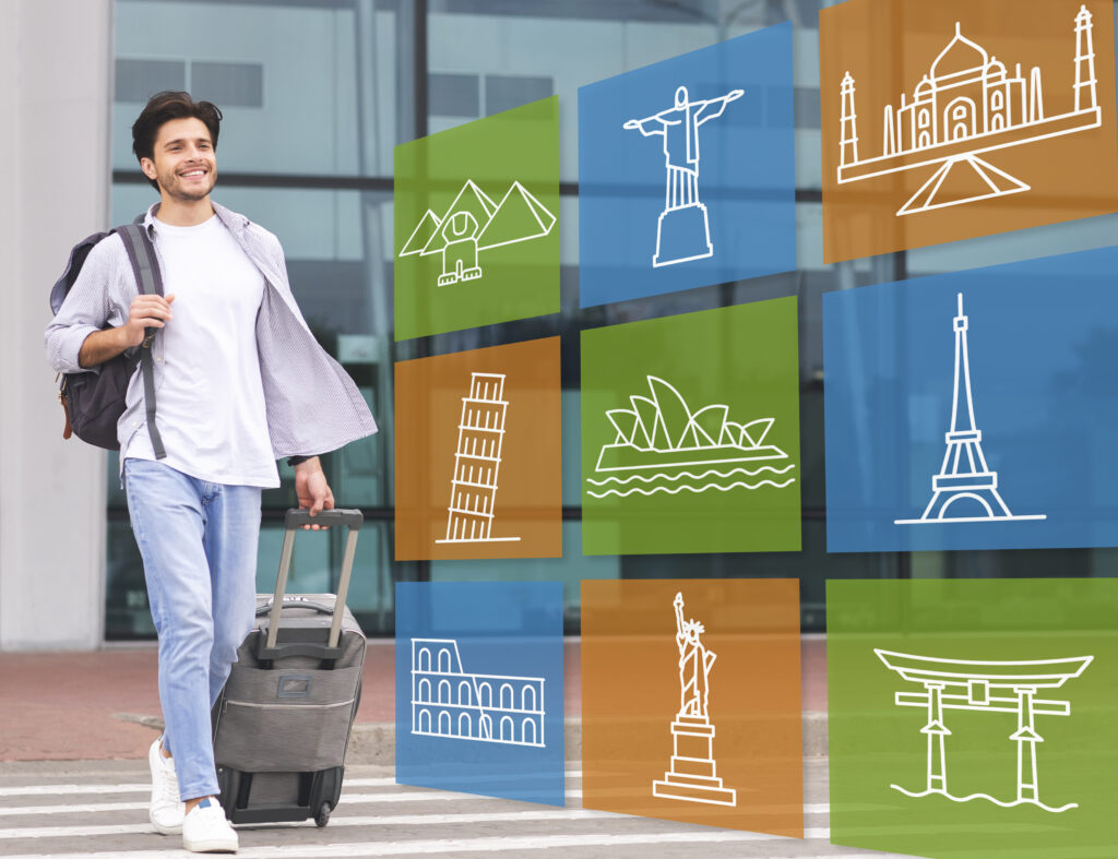 guy walking with suitcase at airport outdoor coll 2023 11 27 04 54 44 utc